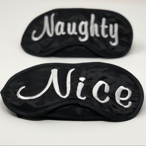 Naughty & Nice Sleep mask set of 2. Embroidered. - Picture 2 of 2